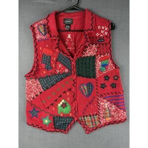 Designers Originals Studio Joy Christmas Sweater Vest M Stockings Whimsical